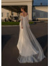 Off Shoulder Ivory Lace Satin Unique Wedding Dress
